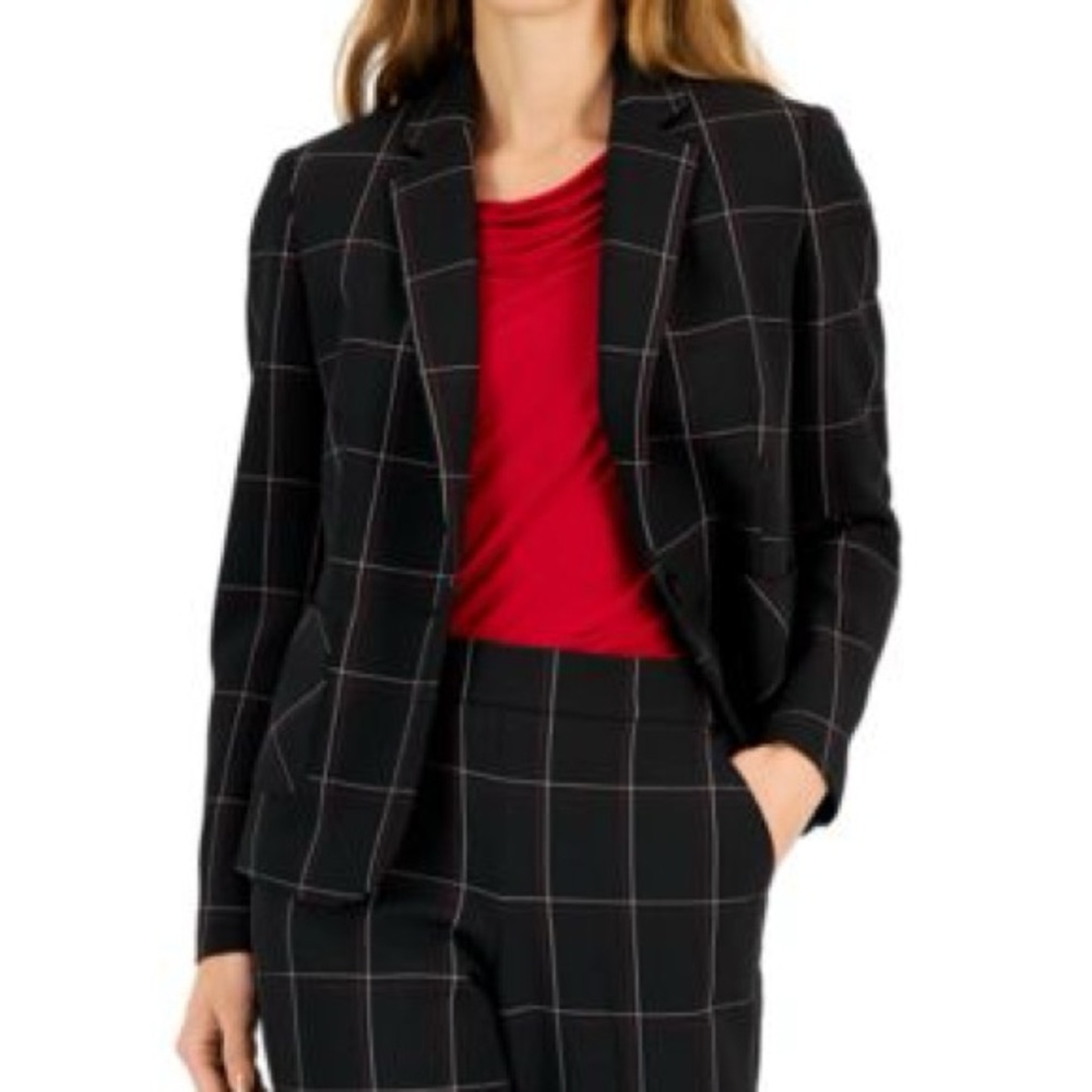 Women's Black Checkered Blazer